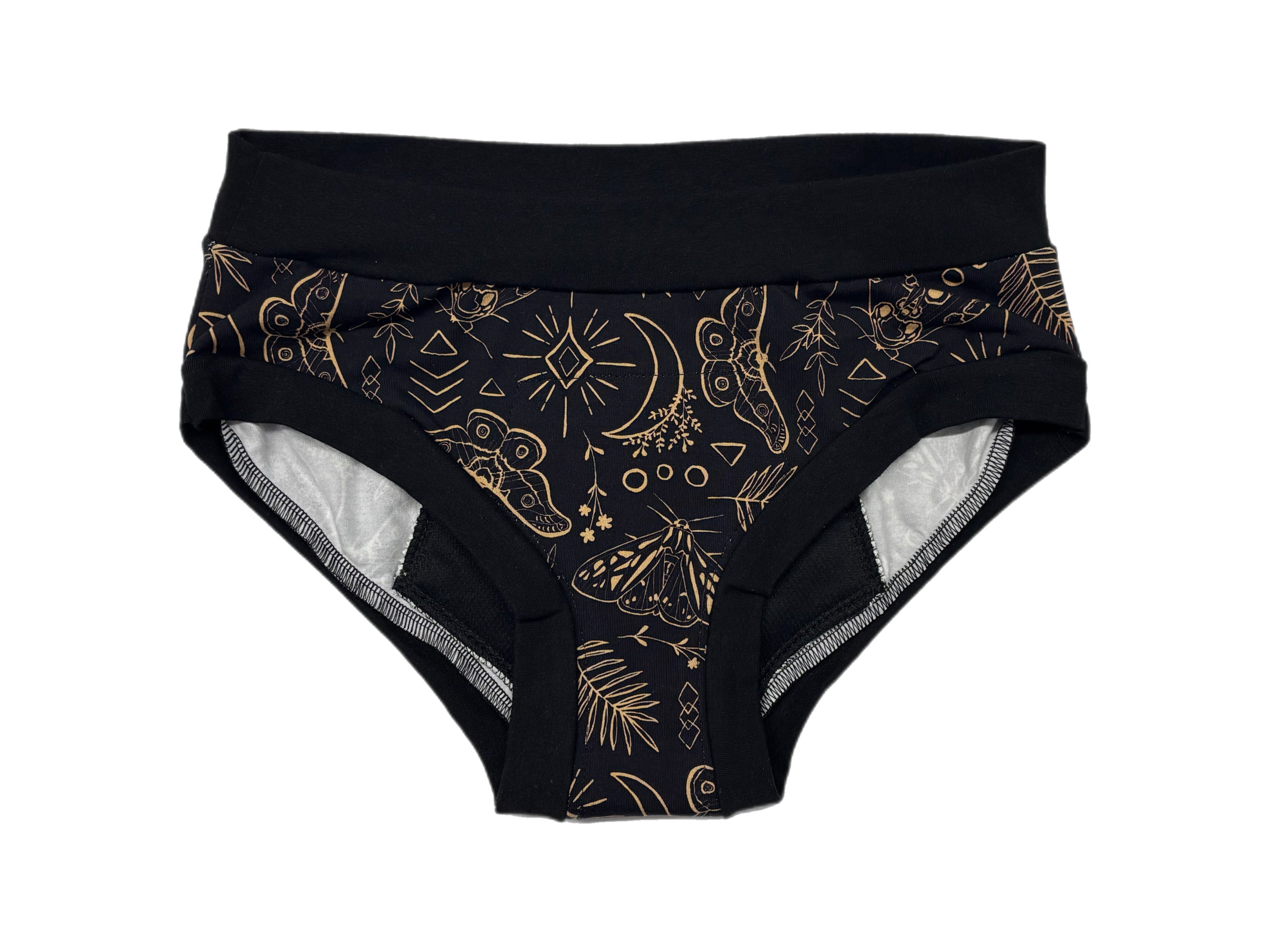 PRÊT À PARTIR Culotte menstruelle de nuit Small en AWJ- Papillon fond noir