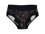 Charger l&#39;image dans la galerie, PRÊT À PARTIR Culotte menstruelle de nuit Small en AWJ- Papillon fond noir

