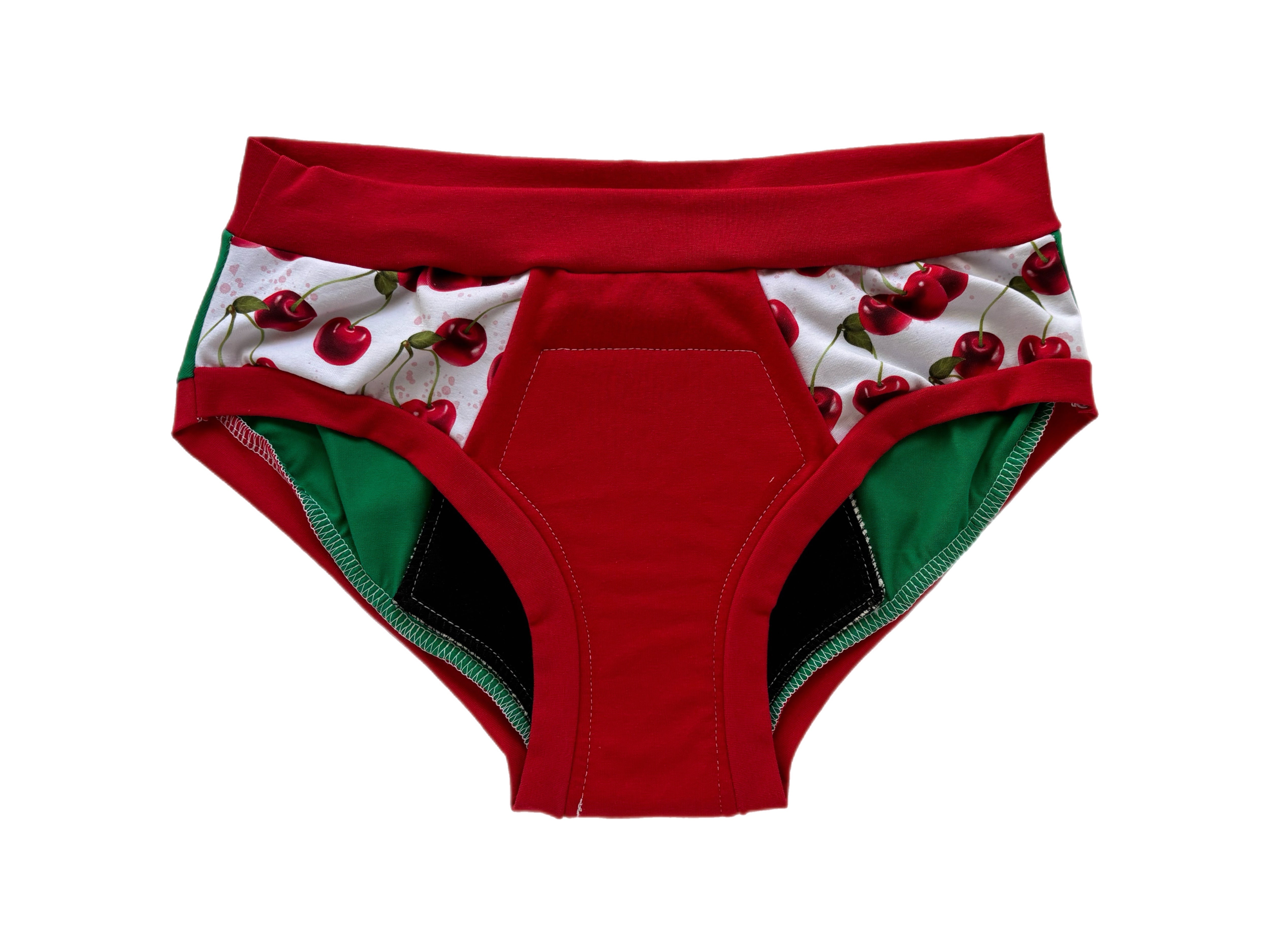 Culotte menstruelle retailles de nuit Médium - Cerise