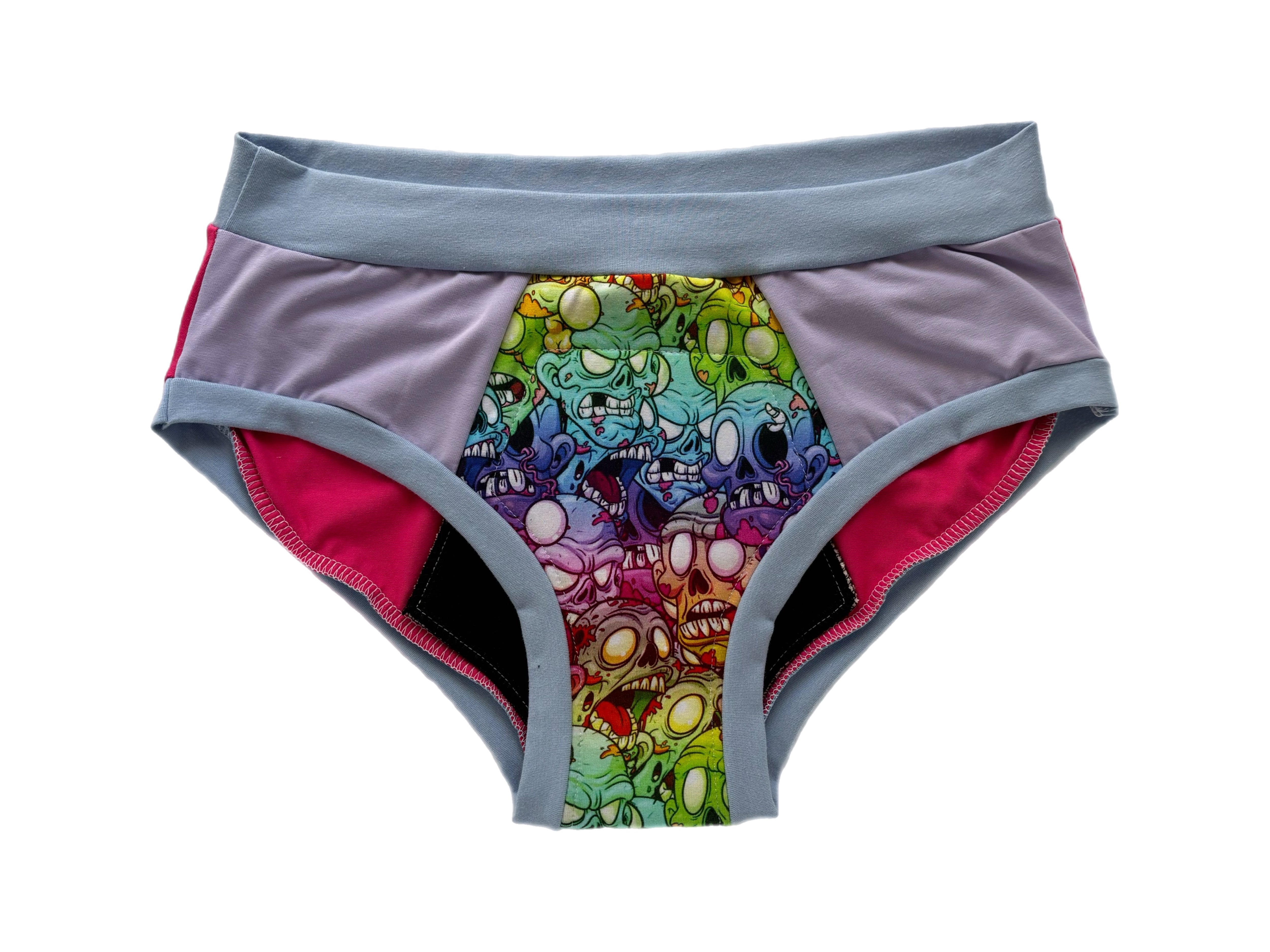 Culotte menstruelle retailles de nuit Large - Zombie