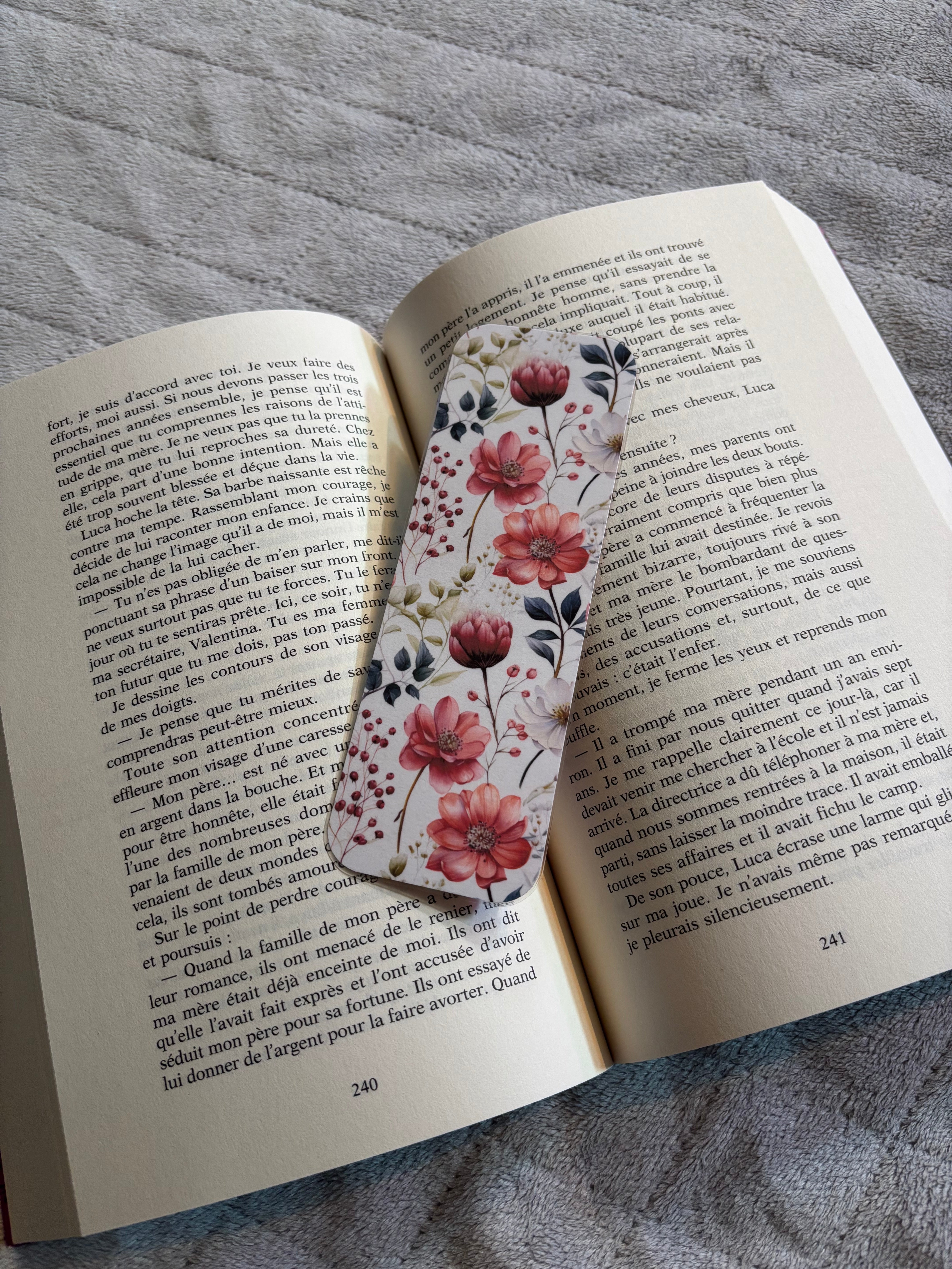 Marque-page petites fleurs rose