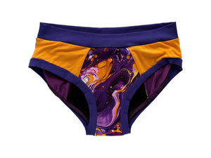 Culotte menstruelle retailles de nuit Médium - Mauve et Or