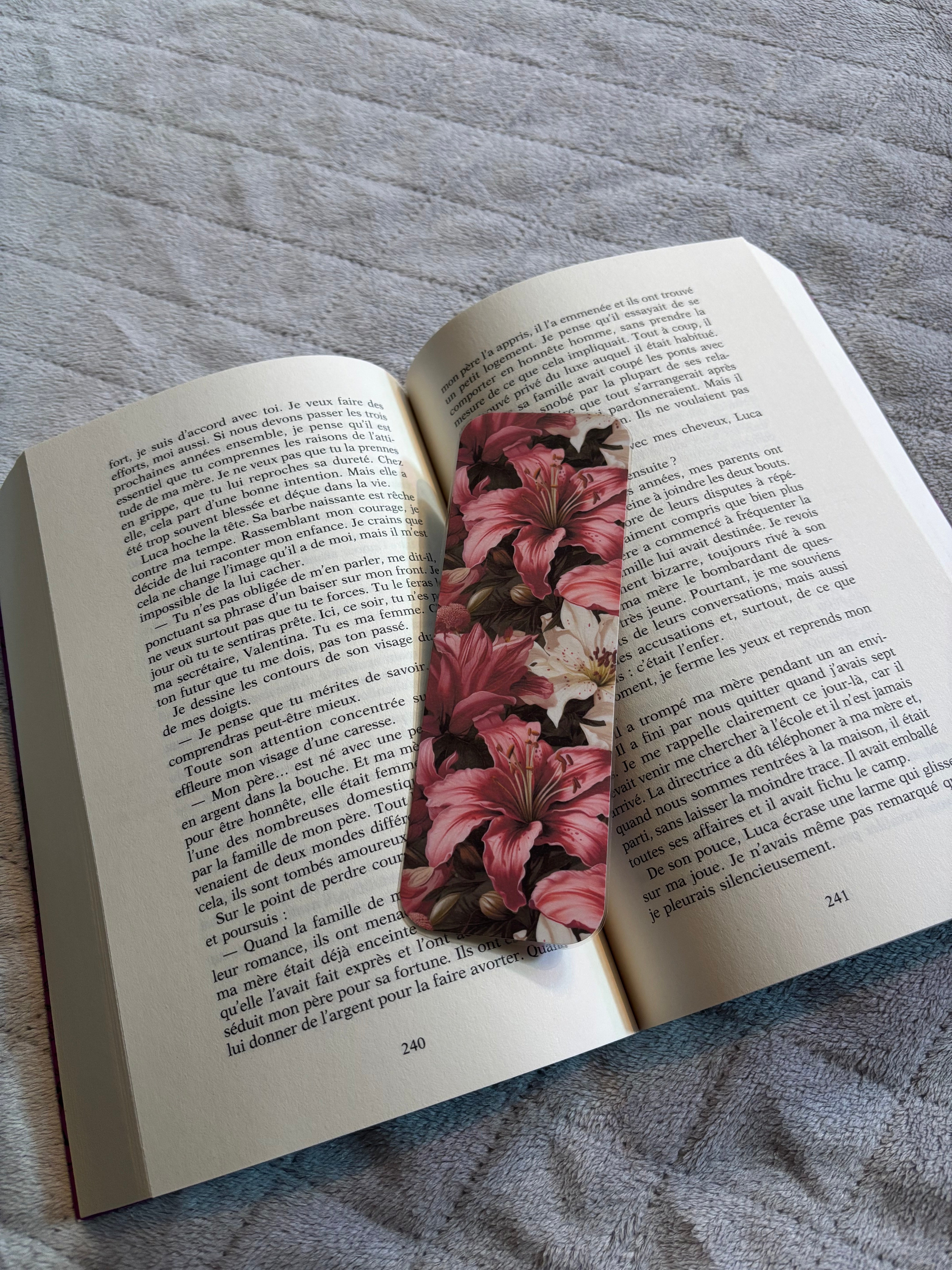 Marque-page lys rose et blanc