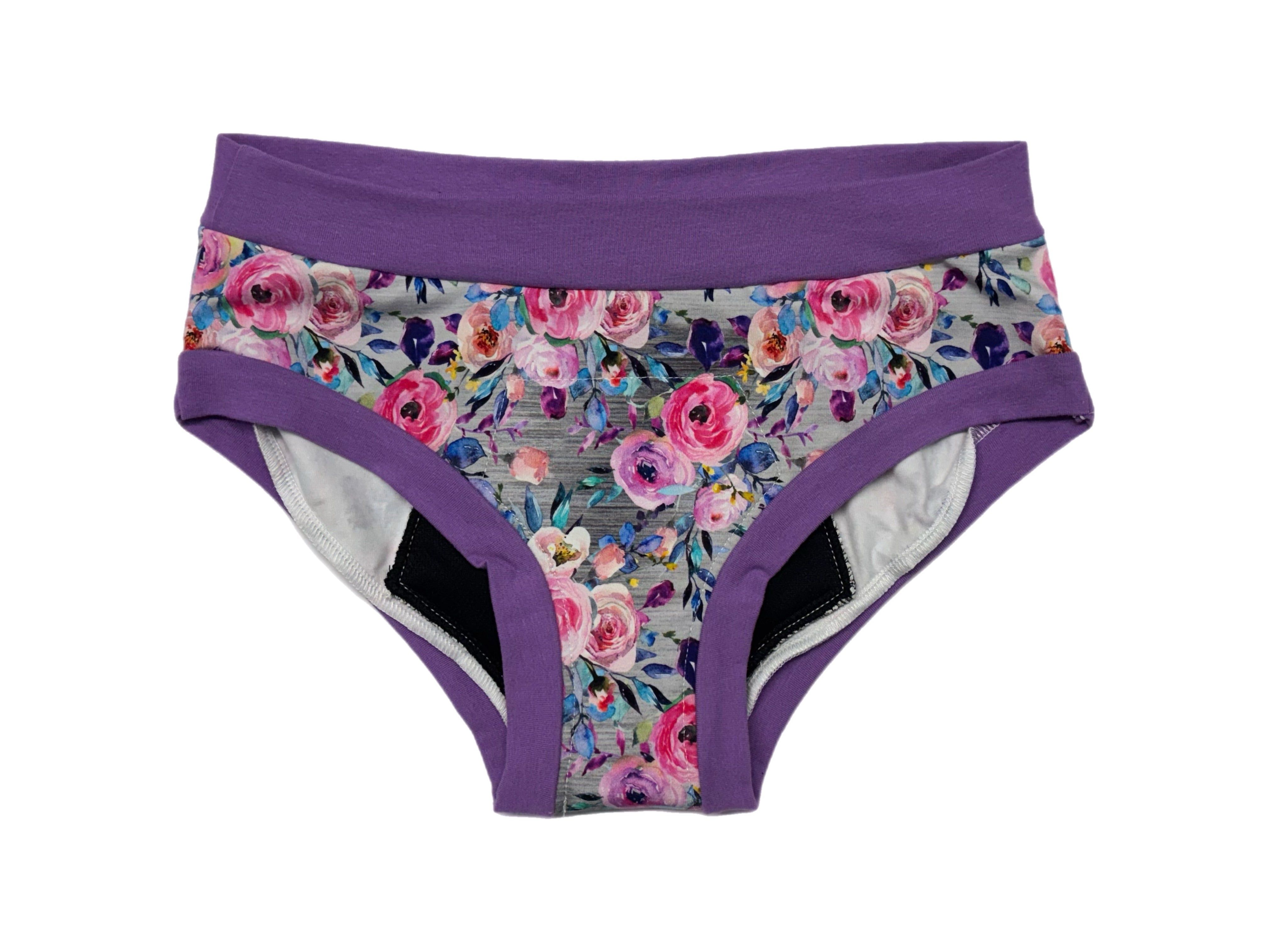 PRÊT À PARTIR Culotte menstruelle de nuit Small en AWJ- Petites fleurs